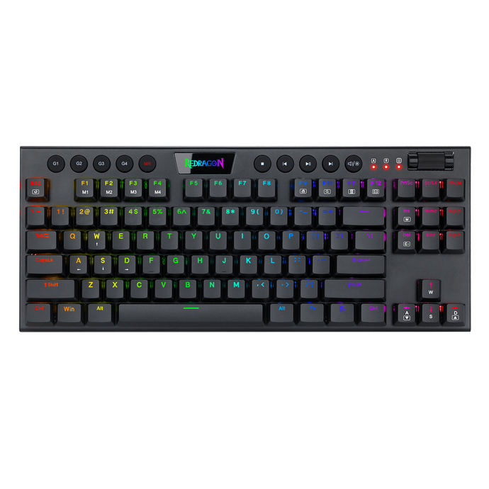 Redragon K622 Horus TKL RGB Mechanical Keyboard, Ultra-Thin Designed Wired Gaming Keyboard w/Low Profile Keycaps, Dedicated Media Control & Linear Red Switch, Pro Software Supported