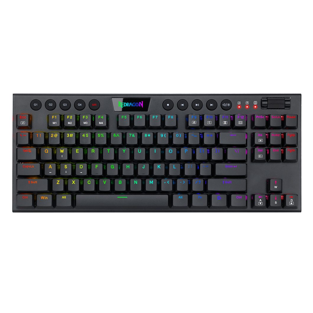 Redragon K622 Horus TKL RGB Mechanical Keyboard, Ultra-Thin Designed Wired Gaming Keyboard w/Low Profile Keycaps, Dedicated Media Control & Linear Red Switch, Pro Software Supported