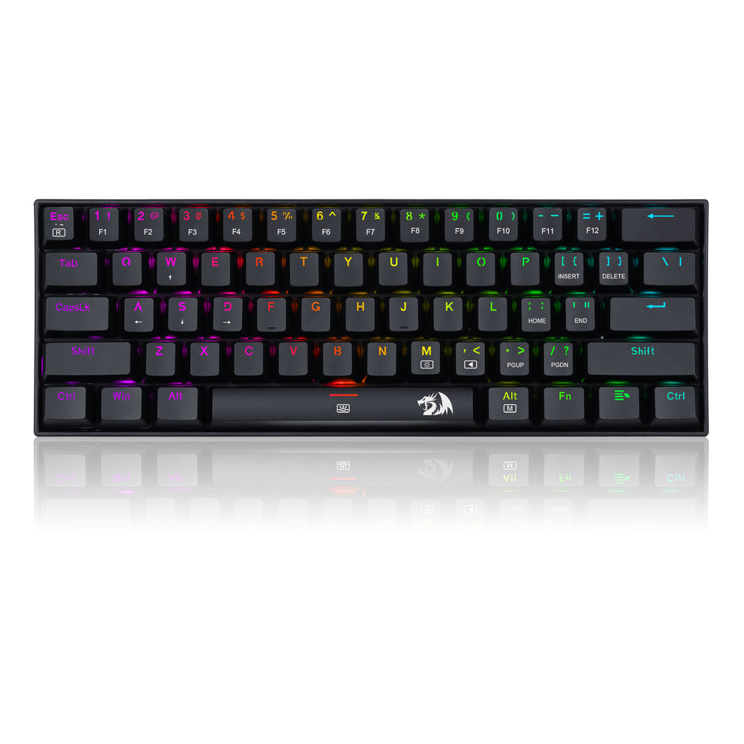 Redragon K630RGB Gaming Mechanical Keyboard 61 Keys Compact Mechanical Keyboard, Pro Driver Support