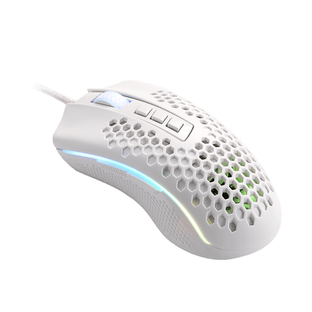 Redragon M808 Storm White Lightweight RGB Gaming Mouse, 85g Ultralight Honeycomb Shell - 12,400 DPI Optical Sensor