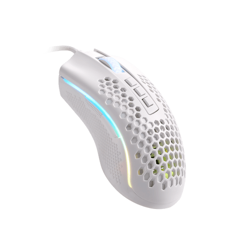 Redragon M808 Storm White Lightweight RGB Gaming Mouse, 85g Ultralight Honeycomb Shell - 12,400 DPI Optical Sensor