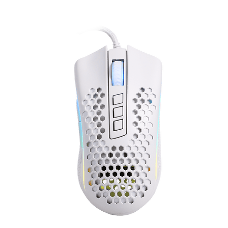 Redragon M808 Storm White Lightweight RGB Gaming Mouse, 85g Ultralight Honeycomb Shell - 12,400 DPI Optical Sensor