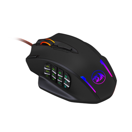 Redragon M908 IMPACT MMO Gaming Mouse up to 12,400 DPI High Precision  Mouse for PC, 18 Programmable Buttons, Weight Tuning Cartridge, 12 Side Buttons, 5 programmable user profiles, 16.8 Million Customizing LED Color Option