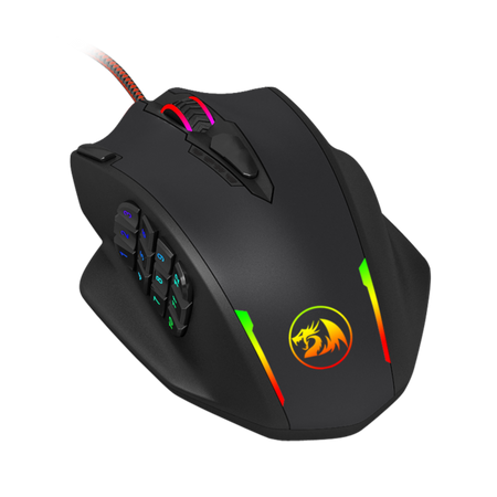 Redragon M908 IMPACT MMO Gaming Mouse up to 12,400 DPI High Precision  Mouse for PC, 18 Programmable Buttons, Weight Tuning Cartridge, 12 Side Buttons, 5 programmable user profiles, 16.8 Million Customizing LED Color Option