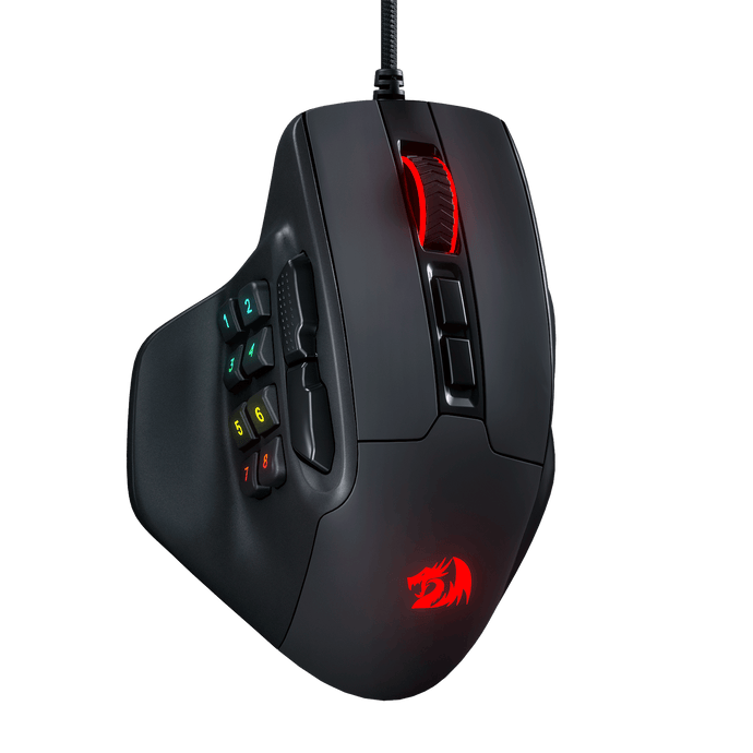 Redragon M811 Aatrox MMO Gaming Mouse, 15 Programmable Buttons Wired RGB Gamer Mouse w/ Ergonomic Natural Grip Build, 10 Side Macro Keys, Software Supports DIY Keybinds & Backlit