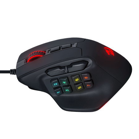 Redragon M811 Aatrox MMO Gaming Mouse, 15 Programmable Buttons Wired RGB Gamer Mouse w/ Ergonomic Natural Grip Build, 10 Side Macro Keys, Software Supports DIY Keybinds & Backlit