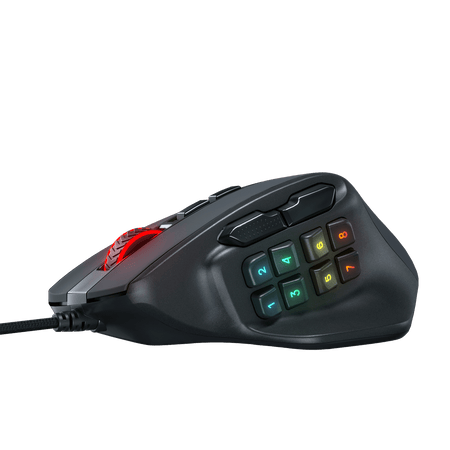 Redragon M811 Aatrox MMO Gaming Mouse, 15 Programmable Buttons Wired RGB Gamer Mouse w/ Ergonomic Natural Grip Build, 10 Side Macro Keys, Software Supports DIY Keybinds & Backlit