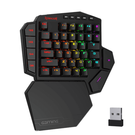 Redragon K585 DITI Wireless One-Handed Mechanical Keyboard, 42 Keys 2.4Ghz RGB 40% Gaming Keypad with 7 Onboard Macro Keys, Detachable Wrist Support, 3000 mAh Battery