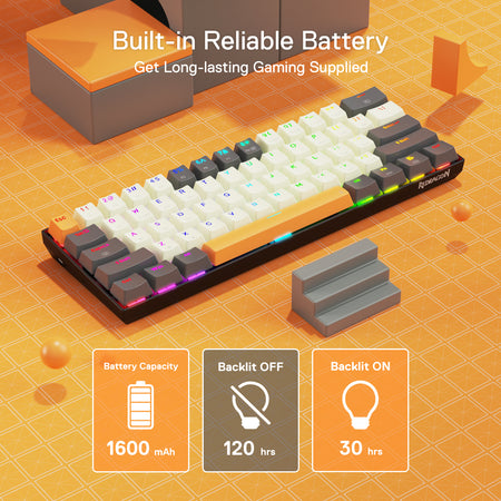 Redragon K644 SE 65% 3-Mode Wireless RGB Gaming Keyboard, 61 Keys Hot-Swappable Compact Mechanical Keyboard w/Upgrade Hot-Swap PCB Socket & Creative 1.2X Larger Size, Quiet Red Linear Switch