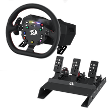 Redragon GT-32 Racing Wheel and Floor Pedals, Real Force Feedback Car Racing Simulator, PMSM Dual-Motor Control Box & Pedals, Non-Contact Hall Sensors, Supreme-Real Force Feedback Dedicated for Computer Gamer