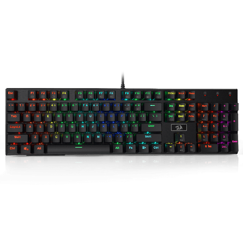 Redragon K556 Red Switches RGB LED Backlit Wired Mechanical Gaming Keyboard, Aluminum Base, 104 Standard Keys