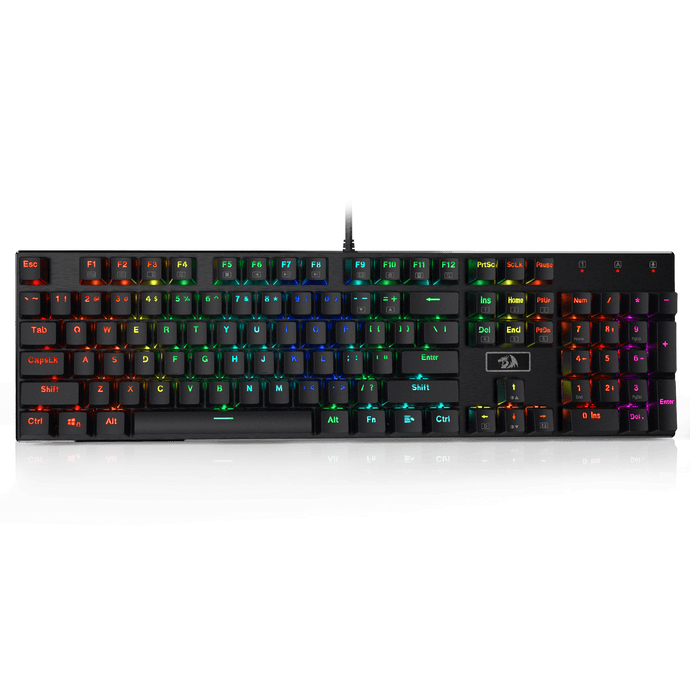 Redragon K556 Red Switches RGB LED Backlit Wired Mechanical Gaming Keyboard, Aluminum Base, 104 Standard Keys