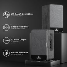 Redragon GS813 Wireless Desktop Speakers, 2.0 Channel Bookshelf Speaker w/Powerful 20W Output, BT 5.0/3.5mm AUX Connection, Enhanced Bass/Treble Knob Control and TF Card/USB Flash Drive Supported