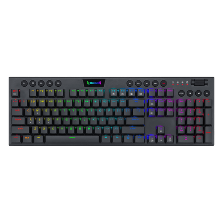 Redragon K619 Horus RGB Mechanical Keyboard, Ultra-Thin Designed Wired Gaming Keyboard w/Low Profile Keycaps, Dedicated Media Control & Linear Red Switch, Pro Software Supported