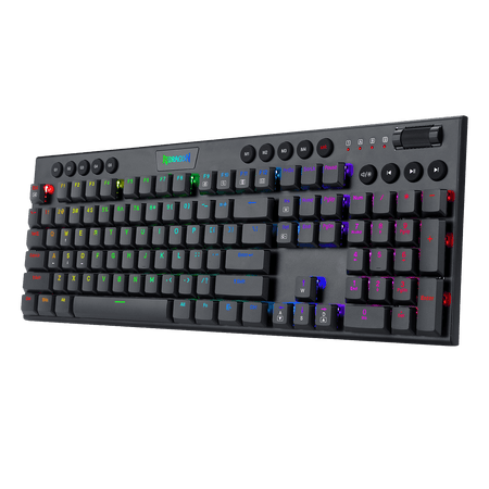 Redragon K619 Horus RGB Mechanical Keyboard, Ultra-Thin Designed Wired Gaming Keyboard w/Low Profile Keycaps, Dedicated Media Control & Linear Red Switch, Pro Software Supported