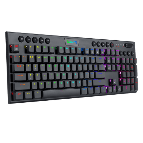 Redragon K619 Horus RGB Mechanical Keyboard, Ultra-Thin Designed Wired Gaming Keyboard w/Low Profile Keycaps, Dedicated Media Control & Linear Red Switch, Pro Software Supported