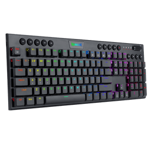 Redragon K619 Horus RGB Mechanical Keyboard, Ultra-Thin Designed Wired Gaming Keyboard w/Low Profile Keycaps, Dedicated Media Control & Linear Red Switch, Pro Software Supported