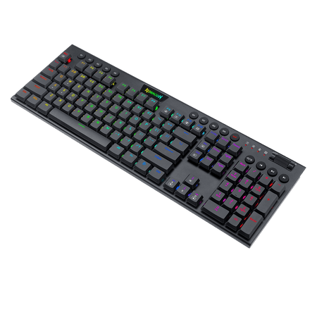 Redragon K619 Horus RGB Mechanical Keyboard, Ultra-Thin Designed Wired Gaming Keyboard w/Low Profile Keycaps, Dedicated Media Control & Linear Red Switch, Pro Software Supported