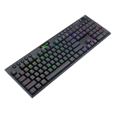Redragon K619 Horus RGB Mechanical Keyboard, Ultra-Thin Designed Wired Gaming Keyboard w/Low Profile Keycaps, Dedicated Media Control & Linear Red Switch, Pro Software Supported
