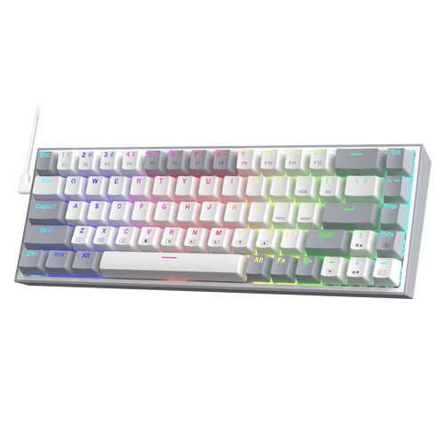 Redragon K631 Gery 65% Wired RGB Gaming Keyboard, 68 Keys Hot-Swappable Compact Mechanical Keyboard w/100% Hot-Swap Socket, Free-Mod Plate Mounted PCB & Dedicated Arrow Keys, Quiet Red Linear Switch