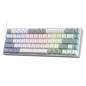 Redragon K631 Gery 65% Wired RGB Gaming Keyboard, 68 Keys Hot-Swappable Compact Mechanical Keyboard w/100% Hot-Swap Socket, Free-Mod Plate Mounted PCB & Dedicated Arrow Keys, Quiet Red Linear Switch