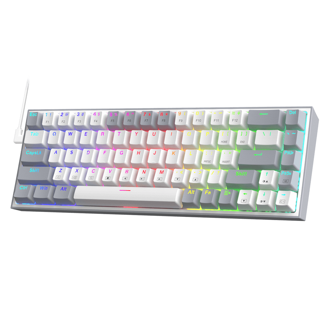 Redragon K631 Gery 65% Wired RGB Gaming Keyboard, 68 Keys Hot-Swappable Compact Mechanical Keyboard w/100% Hot-Swap Socket, Free-Mod Plate Mounted PCB & Dedicated Arrow Keys, Quiet Red Linear Switch