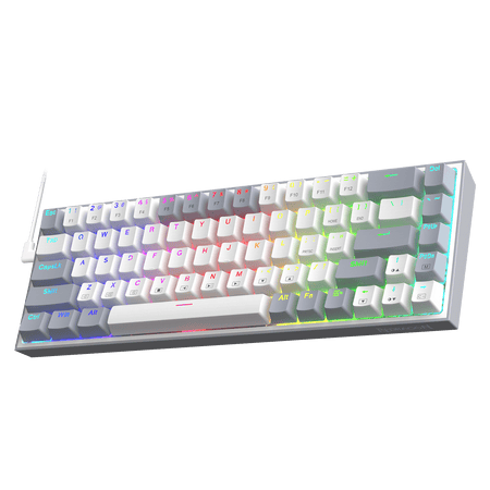 Redragon K631 Gery 65% Wired RGB Gaming Keyboard, 68 Keys Hot-Swappable Compact Mechanical Keyboard w/100% Hot-Swap Socket, Free-Mod Plate Mounted PCB & Dedicated Arrow Keys, Quiet Red Linear Switch