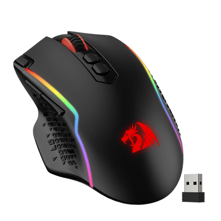 Redragon M810 Pro Wireless Gaming Mouse, 10000 DPI Wired/Wireless Gamer Mouse w/ Rapid Fire Key, 8 Macro Buttons, 45-Hour Durable Power Capacity and RGB Backlit for PC/Mac/Laptop
