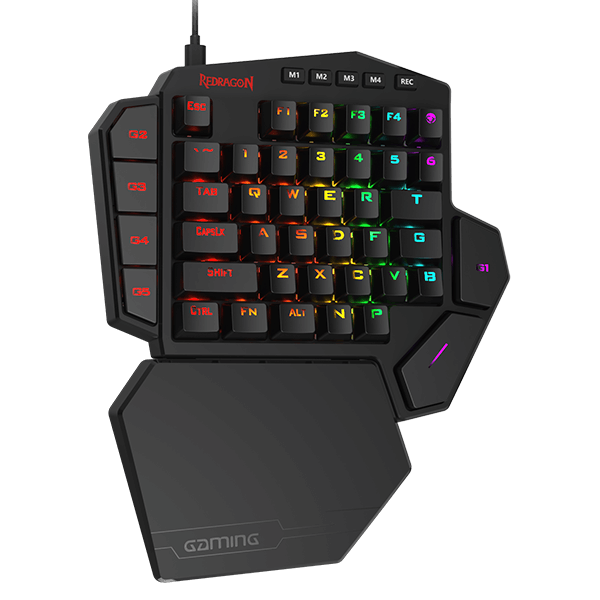 Redragon K585 DITI One-Handed RGB Mechanical Gaming Keyboard, Blue Switches, Professional Gaming Keypad with 7 Onboard Macro Keys, Detachable Wrist Rest, 42 Keys