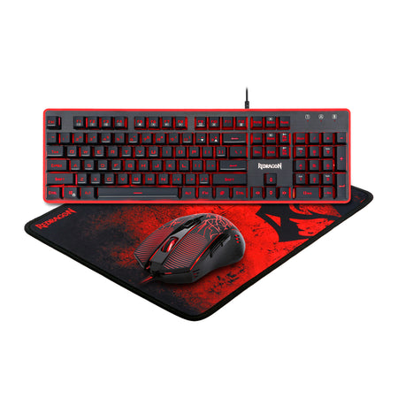 Redragon S107 Gaming Keyboard, Mouse, Mouse pad, Mechanical Feel 104 Key RGB LED Keyboard, Wired 3200 DPI Mouse, Large Mouse Pad for PC Computer Games - [Keyboard Mouse Mouse Pad Set]