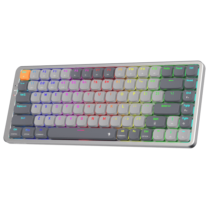Redragon K652 75% Wireless RGB Mechanical Keyboard, Bluetooth/2.4Ghz/Wired Tri-Mode 84 Keys Ultra-Thin Gaming Keyboard w/Aluminum Top Plate, 100% Supported Win/Mac System & Low Profile Switch