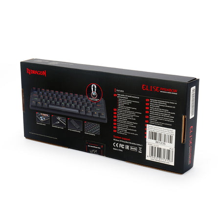Redragon K615 Elise 60% Thin Wired Mechanical Keyboard, Slim Compact 61 Keys Rainbow LED Backlit  with Low Profile Tactile Blue Switches for Windows PC