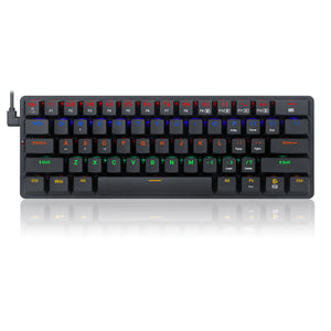 Redragon K615 Elise 60% Thin Wired Mechanical Keyboard, Slim Compact 61 Keys Rainbow LED Backlit  with Low Profile Tactile Blue Switches for Windows PC