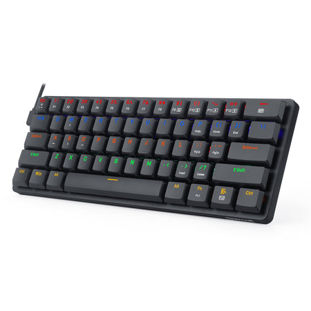 Redragon K615 Elise 60% Thin Wired Mechanical Keyboard, Slim Compact 61 Keys Rainbow LED Backlit  with Low Profile Tactile Blue Switches for Windows PC