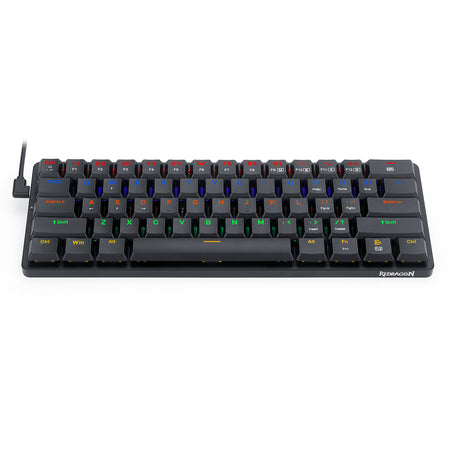 Redragon K615 Elise 60% Thin Wired Mechanical Keyboard, Slim Compact 61 Keys Rainbow LED Backlit  with Low Profile Tactile Blue Switches for Windows PC