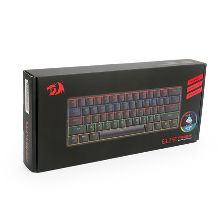 Redragon K615 Elise 60% Thin Wired Mechanical Keyboard, Slim Compact 61 Keys Rainbow LED Backlit  with Low Profile Tactile Blue Switches for Windows PC