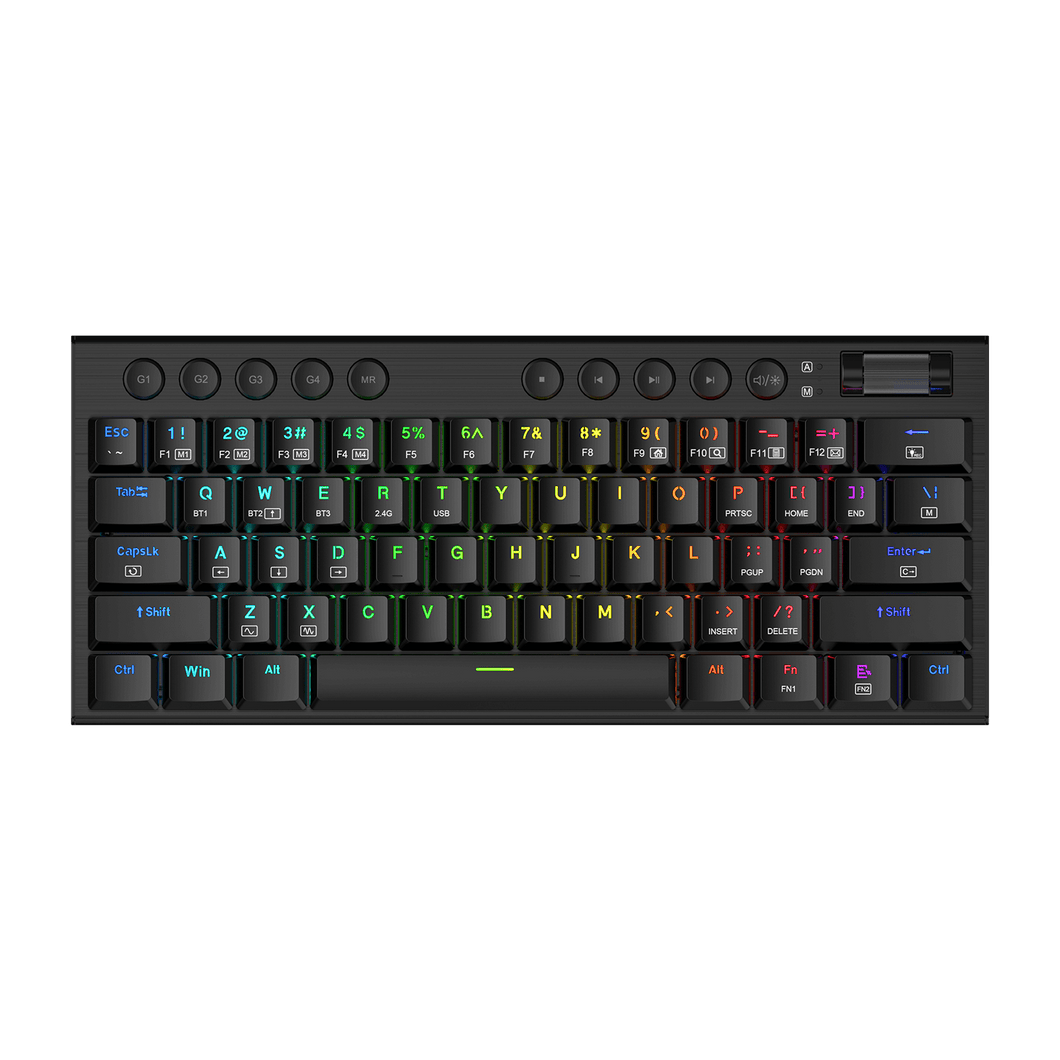 Redragon K632 PRO Noctis 60% Wireless RGB Mechanical Keyboard, Bluetooth/2.4Ghz/Wired Tri-Mode Ultra-Thin Low Profile Gaming Keyboard w/No-Lag Connection