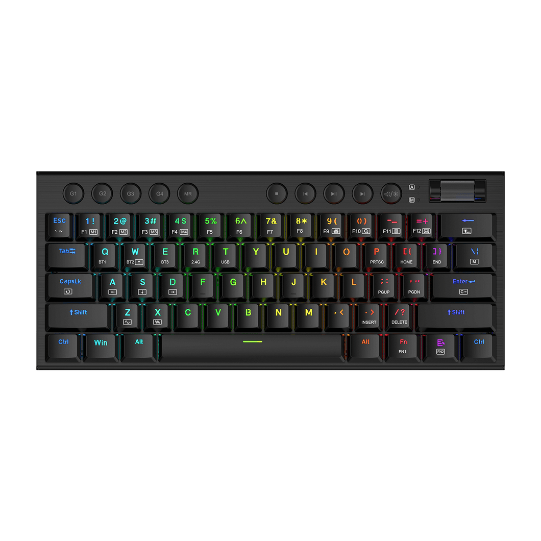 Redragon K632 PRO Noctis 60%  RGB Mechanical Keyboard, Bluetooth/2.4Ghz/Wired Tri-Mode Ultra-Thin Low Profile Gaming Keyboard w/No-Lag Connection