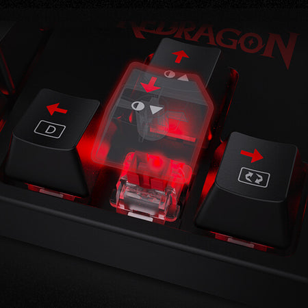 Redragon K582 SURARA Red LED Backlit Mechanical Gaming Keyboard, 104 Standard Keys and Quiet-Red Switches