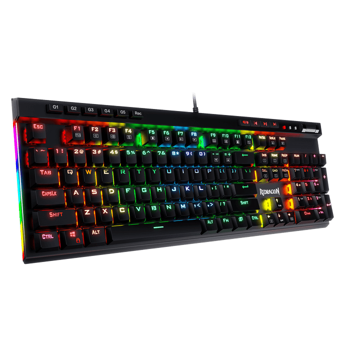 Redragon K580 RGB Backlit Mechanical Gaming Keyboard with Macro Keys & Dedicated Media Controls, Onboard Macro Recording (Brown Switches)