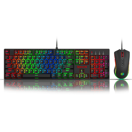 Redragon K582-BA Wired Mechanical Gaming Keyboard & M711 Cobra Gaming Mouse Combo, 10,000DPI, 7 Programmable Buttons, RGB LED Backlit Keyboard Mouse Set for PC, Laptop, Computer