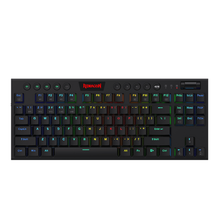 Redragon K621 Horus TKL Wireless RGB Mechanical Keyboard, 5.0 BT/2.4 Ghz/Wired Three Modes 80% Ultra-Thin Low Profile Bluetooth Keyboard w/Dedicated Media Control & Linear Red Switches