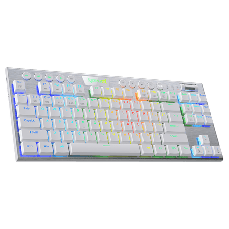 Redragon K621 Horus TKL Wireless RGB Mechanical Keyboard, 5.0 BT/2.4 Ghz/Wired Three Modes 80% Ultra-Thin Low Profile Bluetooth Keyboard w/Dedicated Media Control & Linear Red Switches