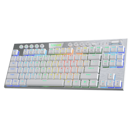 Redragon K621 Horus TKL Wireless RGB Mechanical Keyboard, 5.0 BT/2.4 Ghz/Wired Three Modes 80% Ultra-Thin Low Profile Bluetooth Keyboard w/Dedicated Media Control & Linear Red Switches