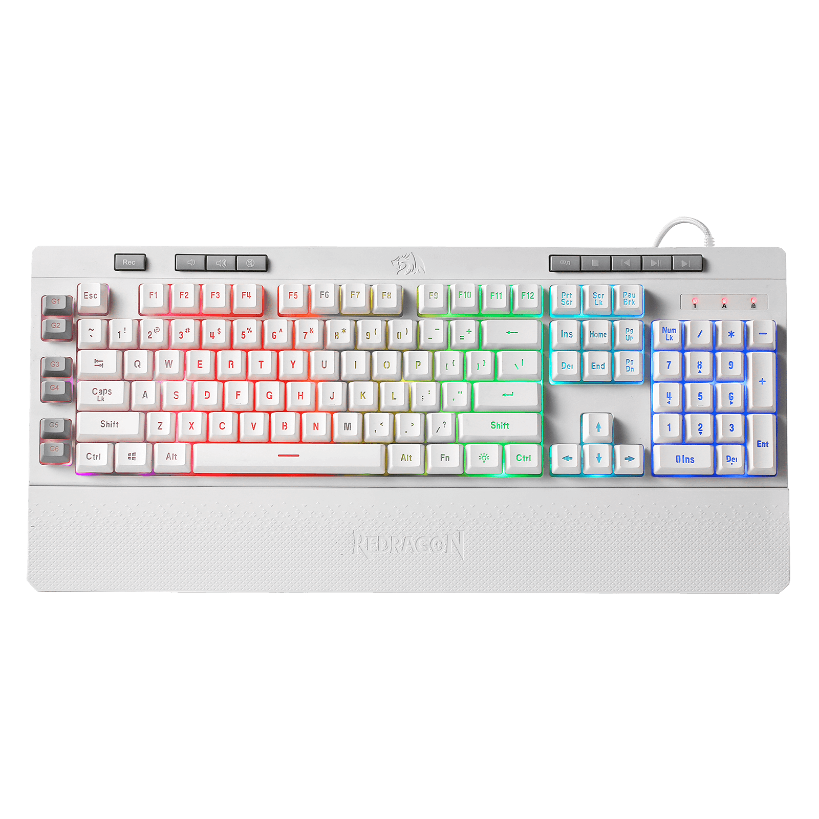 Redragon K512 Shiva White Backlit Membrane Gaming Keyboard with Mu – ZONE