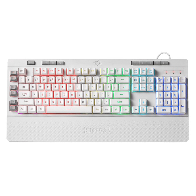 Redragon K512 Shiva White RGB Backlit Membrane Gaming Keyboard with Multimedia Keys
