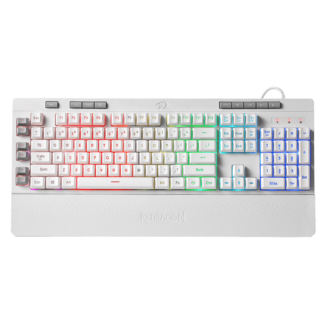 Redragon K512 Shiva White RGB Backlit Membrane Gaming Keyboard with Multimedia Keys