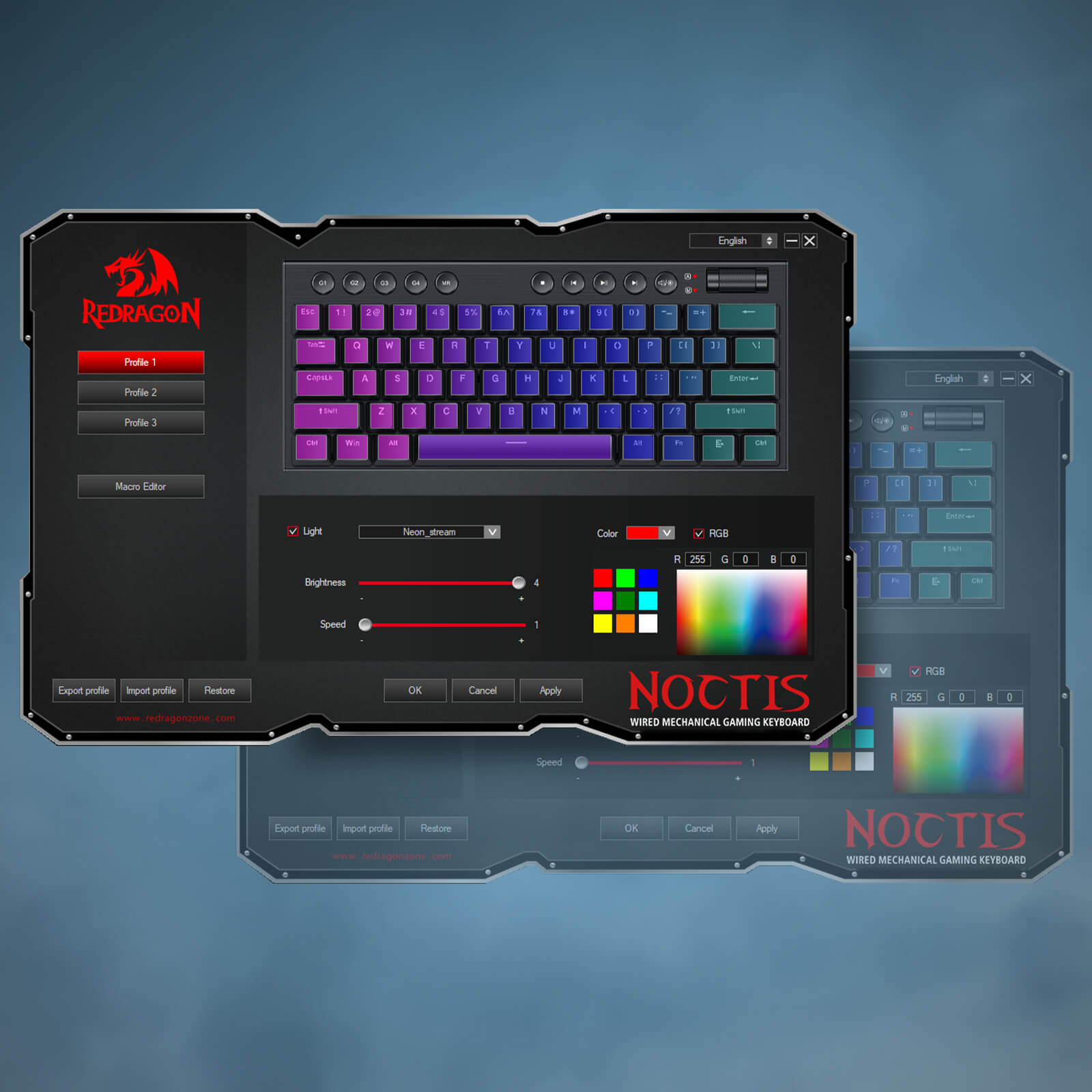 Redragon K632 PRO Noctis 60 Wireless RGB Mechanical Keyboard, Bluetoo