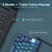 Redragon K632 PRO Noctis 60% Wireless RGB Mechanical Keyboard, Bluetooth/2.4Ghz/Wired Tri-Mode Ultra-Thin Low Profile Gaming Keyboard w/No-Lag Connection, Dedicated Media Control & Linear Red Switch